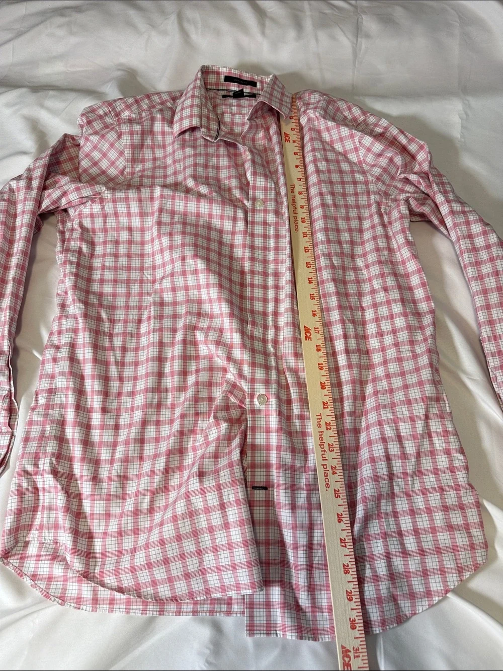 Banana Republic Pink and White Plaid Button-Down Shirt Standard Fit Large